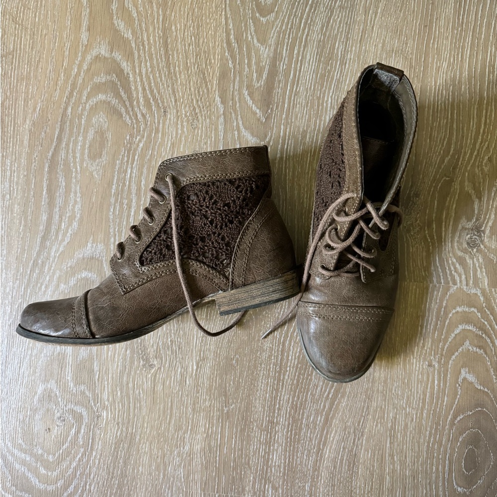 Brown fall booties